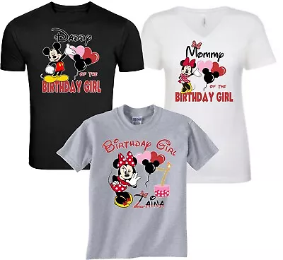 Minnie Birthday Girl Family Matching Custom Name And Age Tshirt Family Vacation  • $13.99