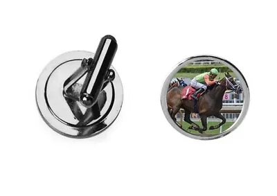 Horse Race Racing Codey58 DOME Silver Pair Of Cufflinks Gift Event Wedding Suit • £9.99