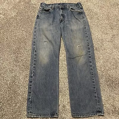 Vintage Levis 501 Jeans Mens 34x30 Blue Distressed Button Fly Denim WPL 423 Fade • $23.99