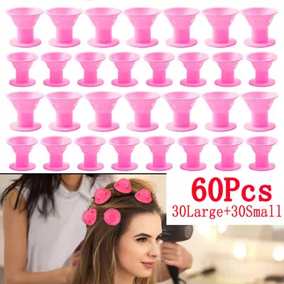 60Pcs Rubber Magic Hair Rollers Silicone Hair Curler Hair Curling Styling Set  • £8.99