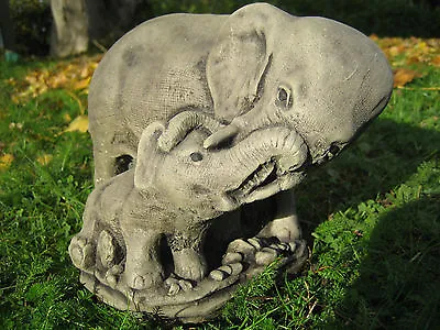 £24.99 • Buy Elephant Stone Garden Ornament With Baby