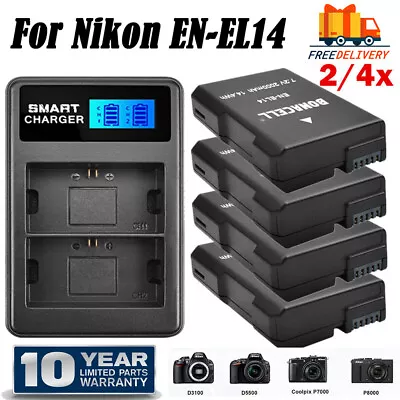 EN-EL14 Battery + LCD Dual Charger For Nikon D5500 D5600 D5300 Coolpix P7000 NEW • $65.99