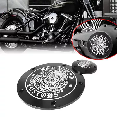 5 Holes Black Skull Derby Timing Timer Cover CNC For Harley Touring FXSB FLHR • $42.99