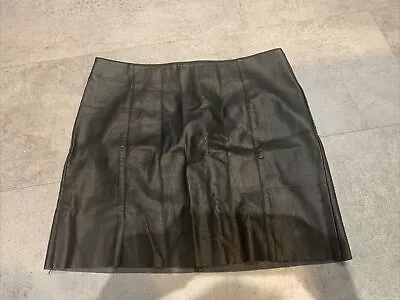 H&M Black Faux Leather Mini Skirt Size 14 EUR 42 • £4.99