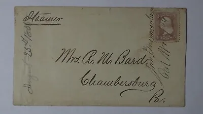 1866 San Buenaventura Santa Barbara Manuscript 3c Steamer Chambersburg PA Cover • $120