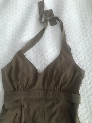 $26 • Buy Athleta Go Anywhere Halico Halter Dress Army Green Athleisure Size 4 Petite