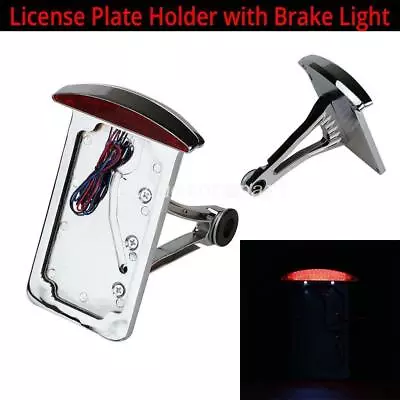 Chrome Motorcycle Vertical License Plate Holder Bracket Tail Light For Harley • $42.82