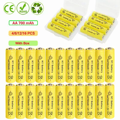 LOT 1.2v Ni-Mh AA Rechargeable Batteries 700mAh AA Battery 4/8/12/16 Pack + Box • $6.98