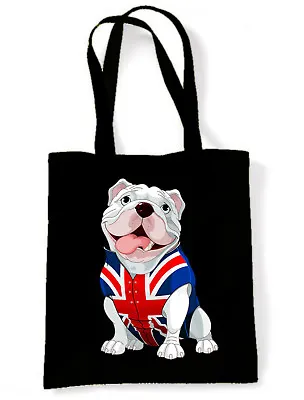 BRITISH BULLDOG TOTE  SHOULDER BAG - Union Jack Bull Dog - Choice Of Colours • £8.95