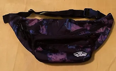 VANS Black Purple Floral Belt Bag Fanny Pack Crossbody Pockets Adjustable Strap • $20
