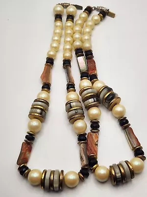 Pair Of Vintage Kenneth Lane Natural Stone And Faux Pearl Necklaces • $16.96