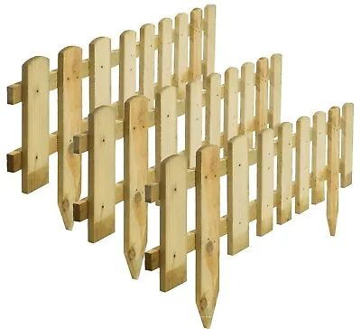 3pcs Large Border Fence Garden Wooden Picket Outdoor Lawn Fixing Spike Panels  • £29.99