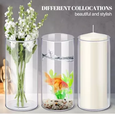 3-Pack 4”Wx10”H Clear Glass Cylinders Vases Table Flowers For Centerpieces EF • $37.89