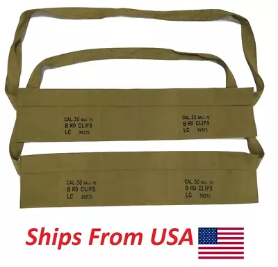 (Pack Of 2) WWII US Army Cotton Cloth Bandolier-US Olive Color • $20.89