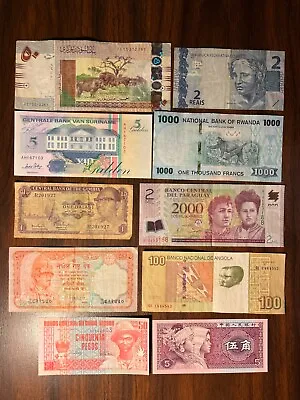 Great Lot Of 10 Mixed Banknotes Assorted Paper Money Foreign Currency Set • $10.95