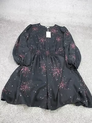 New Joie Blouson Dress Womens Large Black Fireworks Print • $17.99