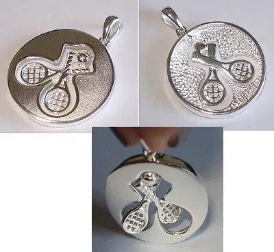 $10 • Buy 925 Sterling Silver Moveable Tennis Round Circle Medal Racket Pendant Charm
