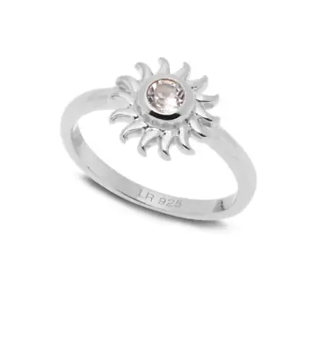 Lola Rose Sun Pendant Ring Rhodium Sterling Silver Stone Large Topaz Rrp £40 • £36