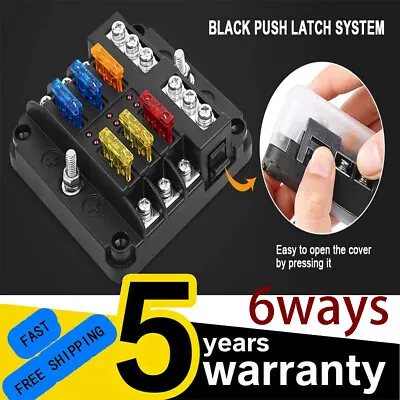 6 Way Blade Fuse Box Block FuseBox Holder Auto Marine Bus Bar Car Kit 12V 32V • £8.89