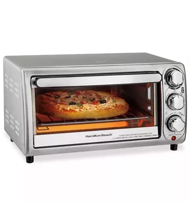 4 Slice Toaster Oven Stainless Steel Countertop Toast Bake Broil 1100W Timer • $43.99