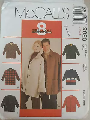 McCall's Pattern 9020 Misses' Men's Barn Jackets Size Large 42 44 • $9.99