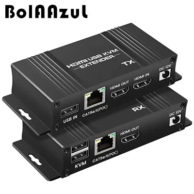 60M HDMI KVM Extender Over Ethernet Cat5e/6 KVM USB POC Cable HDMI Loop Extender • $56.99