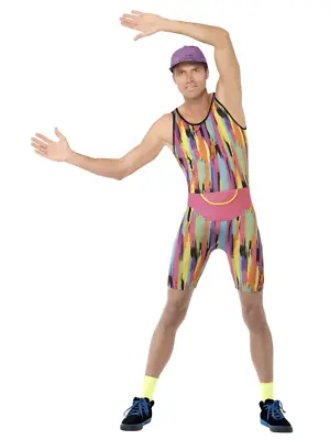 Comical 90's Aerobics Instructor Retro TV Fitness Motivator Fancy Dress Costume • $44.95