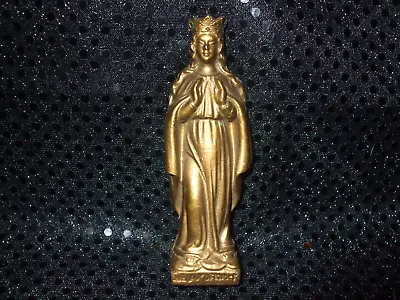 Vintage Cast Metal Madonna Virgin Mary Our Lady Of Knock Gold Tone Statue • $23.99