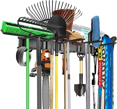 Super Long Wall Mounted Garden Tool Storage Rack Hook Holder Garage Tidy Rail UK • £16.91