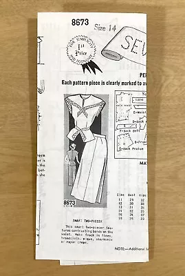 Vintage 1940s MAIL ORDER 2-Piece Dress Blouse TOP & Pencil SKIRT Sewing Pattern • $12