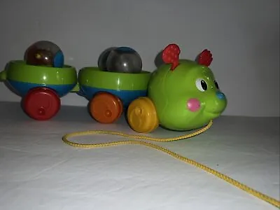 Lot 4 Fisher Price Roll A Rounds Pull & Spin Caterpillar 3 Roll A Round Balls GU • $15.99