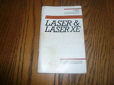 1984 Chrysler Laser Laser XE Operator's Manual - Glove Box - OEM • $9.99