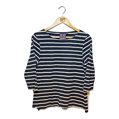 Musto T Shirt UK 12 Womens Striped Nautical Long Sleeve Casual • £16.99