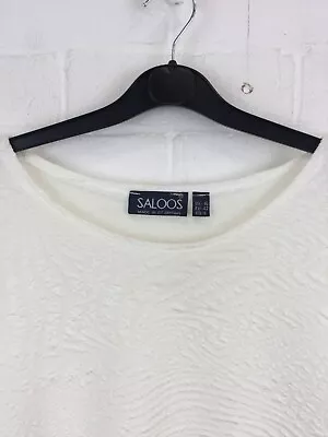 Saloos White Textured Short Sleeve Crew Neck T-Shirt Top Size UK 16 #CE • £2.99