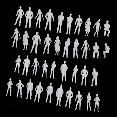 40Pcs 1:50 1:75 Scale Plastic Unpainted People Figures Diorama Layout White • £5.68