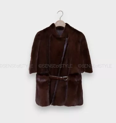 Brunello Cucinelli  Jacket Coat Leather Mink Fur Top Vest Women Size 42 M 6 • $2250
