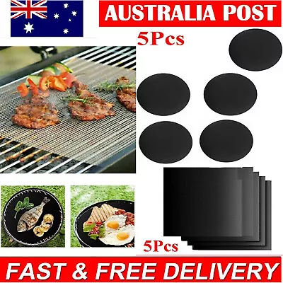 5Pcs Non-stick BBQ Grill Mat Barbecue Baking Liners Reusable Cooking Sheets • $14.49