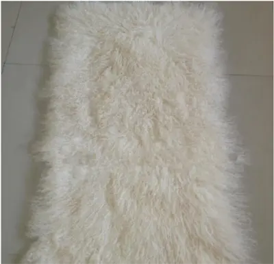 White REAL FUR BLANKET THROW MONGOLIAN SHEEPSKIN TIBETAN LAMBSKIN THE BLOCK • $75.99