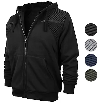 Men's Quilted Moto Sherpa Fleece Lined Zip Up Hoodie Jacket • $36.69