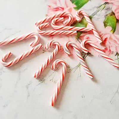 Christmas Candy Cane Clay Flatbacks Pack Of 10 Jewellery Making Supplies Bow • £3.15