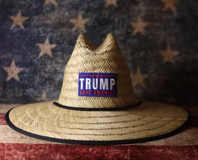 Trump Save America 2024 Straw Hat For UV Protection | Trump Wide Brim Sun Hat • $32.99