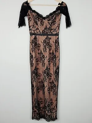 ELLE ZEITOUNE Womens Size 6 Black/Nude Off The Shoulder Lace Dress • $120