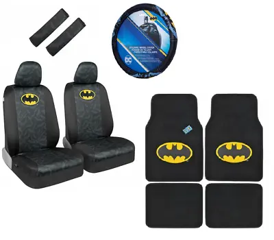 NEW FULL Set BATMAN Classic Car Floor Mats Seat Covers Steering Wheel Cover • $92.87