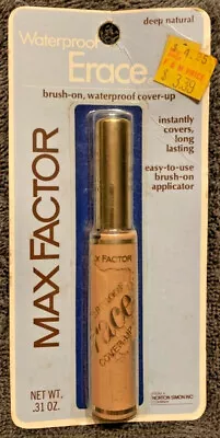 NOS Brand New DEEP NATURAL Max Factor ERACE BRUSH-ON WATERPROOF COVER-UP .31oz • $49.99