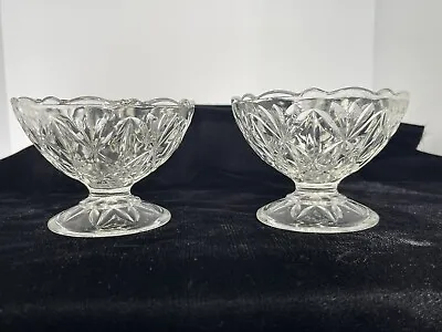 Vintage Set Of 2 Early American Prescut Short Footed Berry Bowl Dessert Dishes • $6.99