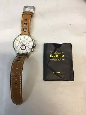 Invicta 23596 Men's S1 Rally Beige Dial Light Brown Leather Chronograph Watch • $44