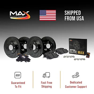 Max Brakes Elite XDS Cross-Drill & Slots F+R Rotors W/Elite Max Bk Pads KT014783 • $278.30