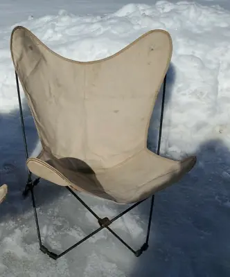 Vtg. MCM Butterfly Sling Chair Frame Wrought Iron Knoll Hardoy Folding • $299