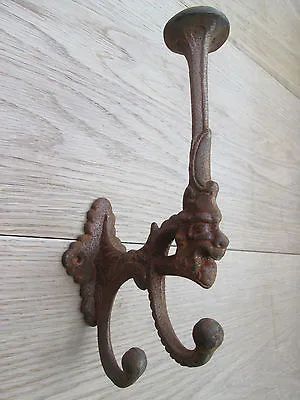 Large Antique Cast Iron Coat Hook Old Vintage Hat And Coat Hook Peg Hanging • £9.95