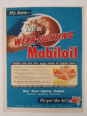 Vintage Australian Advertising 1953 Ad VACUUM OIL COMPANY Mobil Boxing Glove    • $17.95